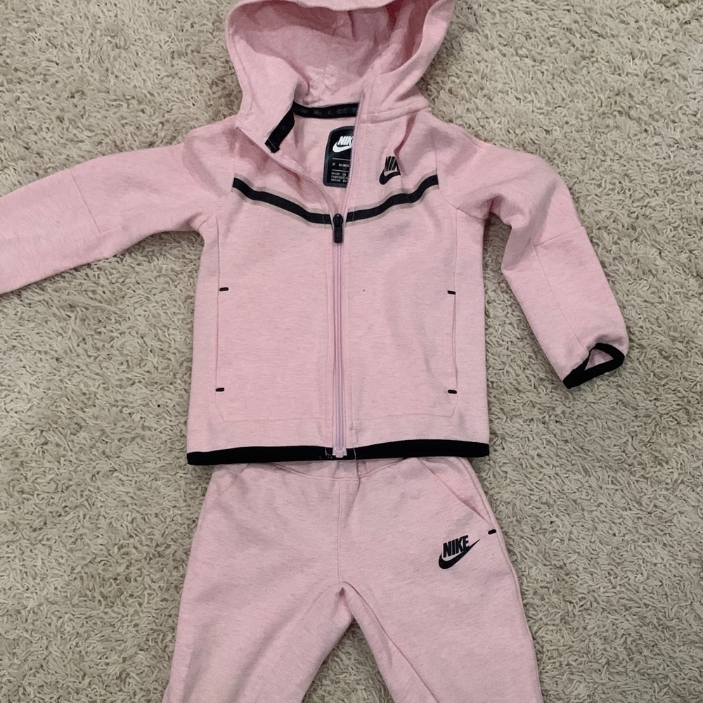 Nike Pink Hoodie and Jogger Set with Black Accents